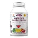 ANDREW LESSMAN Andrews fem favoritter 30 kapsler - Giver 200mg hver af Coenzym Q- 10, Resveratrol, EGCG, Pomegranat og Alpha Lipoic Acid, kraftfuld Antioxidant Support, Ingen tilsætningsstoffer