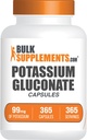 BulkSupplements.com Kalium Gluconate Capsules - Kalium Gluconate Supplement, Kalium Gluconate 99mg, Kalium Supplement - Gluten Free, 1 Kapsel per Serving, 365 Kapsler (pakning med 1)