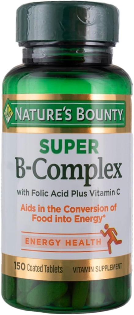 Nature 's Bounty Super B Complex med C-vitamin & folinsyre, immunforsvar og energistøtte, 150 tabletter - pakke med 2