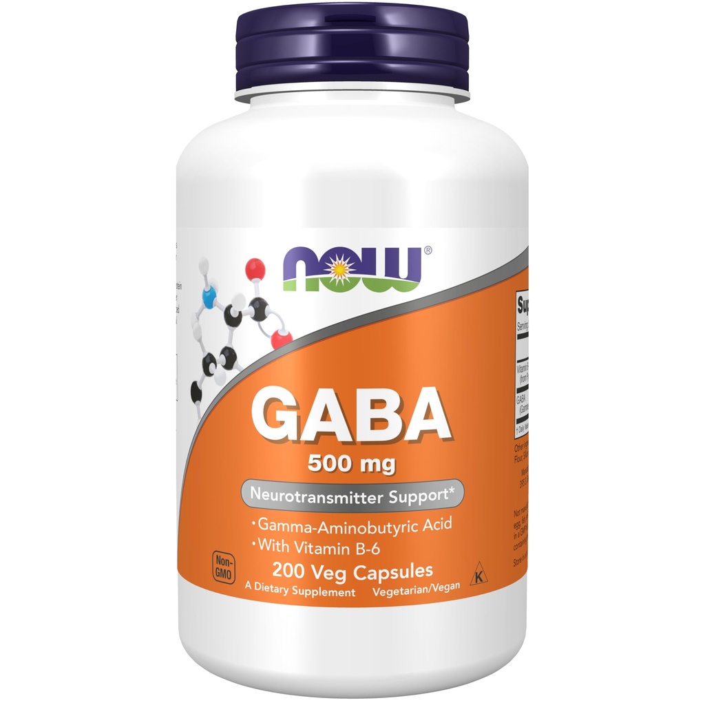 NOW GABA 500 mg, 200 Veg kapsler