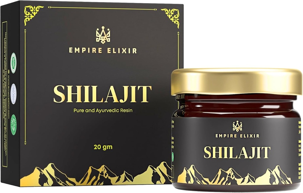 Shilajit Resin Pure Himalayan 20g Jar - af Empire Elixir High Potency Gold Grade for Mænd & Kvinder