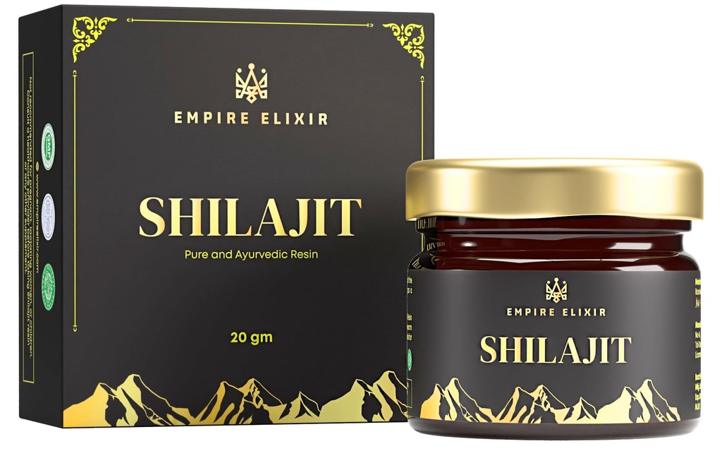 Shilajit Resin Pure Himalayan 20g Jar - af Empire Elixir High Potency Gold Grade for Mænd & Kvinder
