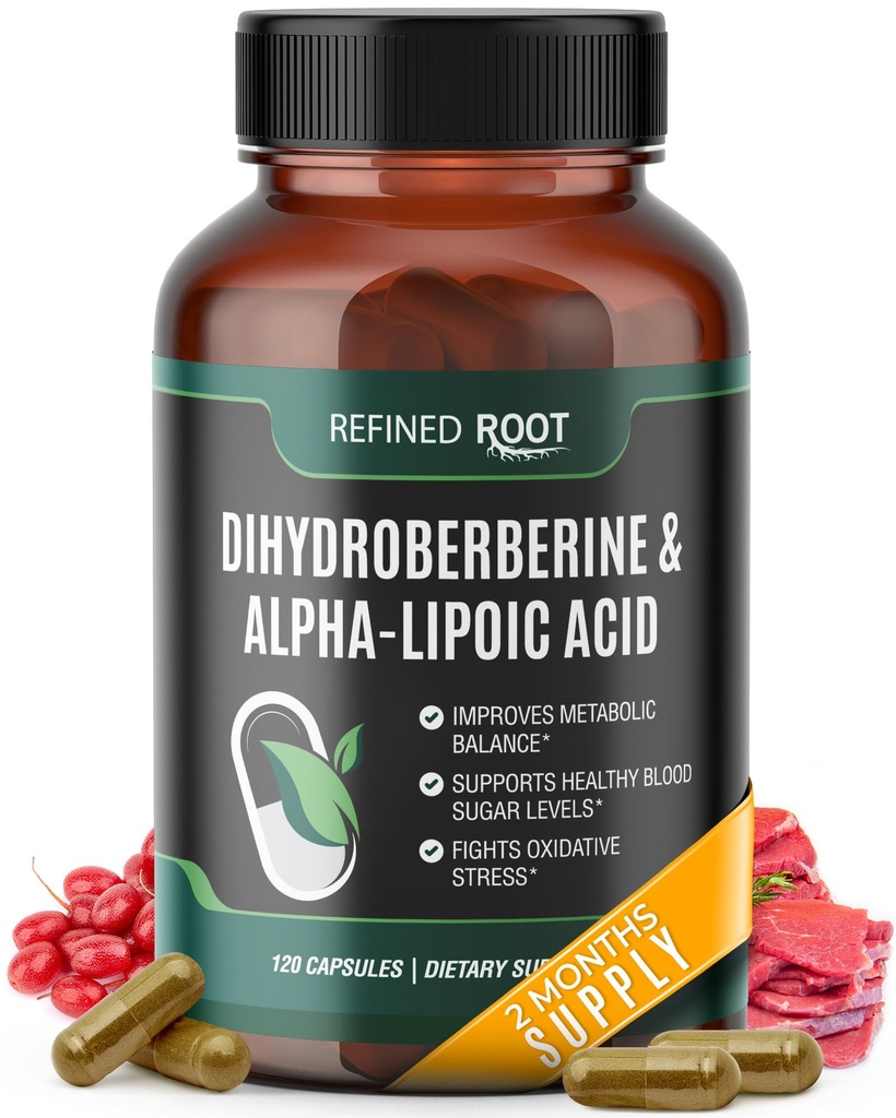 Raffineret Root Dihydroberine 300mg med Alpha Lipoic Acid 600mg tillæg - Ekstra styrke Berberine tillæg med Alpha- Lipoic Acid (ALA) - Advanced Dihydroberberine for Optimal Health