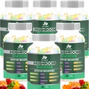 BIO VITALICA Mushroom Gummies - 10 Mushroom Kompleks med Lions Mane, Reishi, Chaga, Cordyceps & Mere - Fruity Vegan Gummies - Non-GMO, Gluten- Free, Plant- baseret - 6 pakker