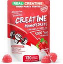 Kreatin monohydrat gummier Kompleks for mænd og kvinder, 5 Gram pr Servering Electrolyte Creatin gumme for muskel styrke, muskel builder, energi Boost, præ-workout tillæg-120 Jordbær gummies
