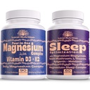 Natural Sleep Aid Magnesium Complex Bundle - Premium Sleep Support Supplement and Magnesium Supplement - One Month Supply, Made in The USA