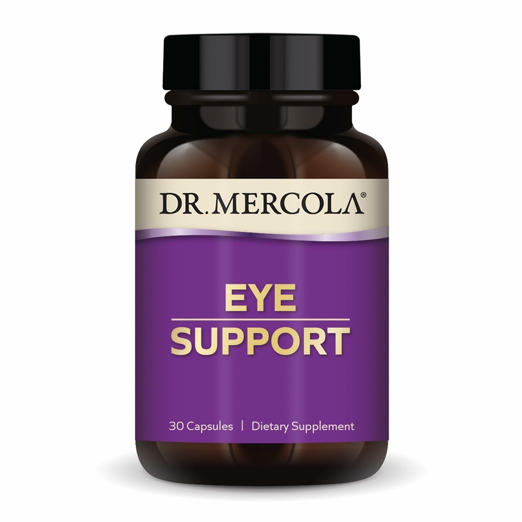 Dr. Mercola Eye Support - understøtter Eye & Vision Health - med Lutein, Zeaxanthin, Organic Astaxanthin & Black Currant - Non-GMO, Gluten- Free & Soy Free - 30 kapsler (30 Servere)