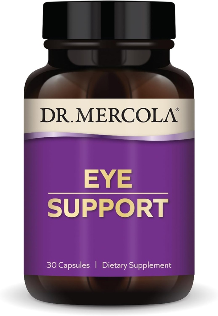 Dr. Mercola Eye Support - understøtter Eye & Vision Health - med Lutein, Zeaxanthin, Organic Astaxanthin & Black Currant - Non-GMO, Gluten- Free & Soy Free - 30 kapsler (30 Servere)
