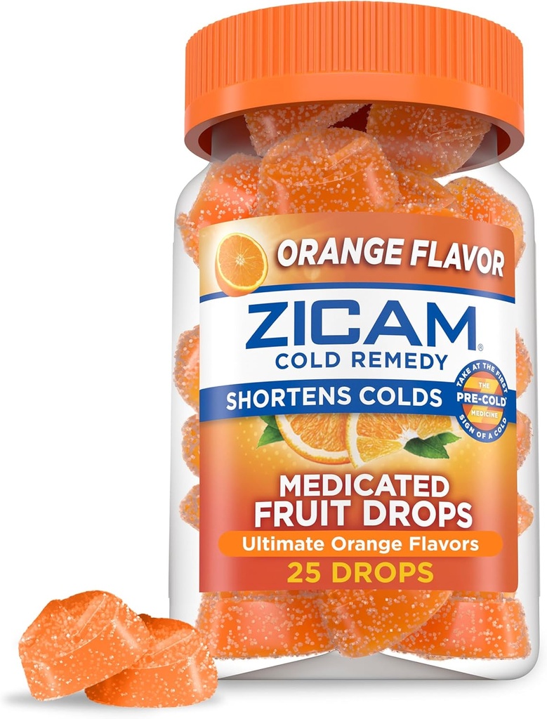 Zicam Cold Remedy Zink Medicated Fruit Drops, Ultimate Orange, 25 Greve (pakke med 1)