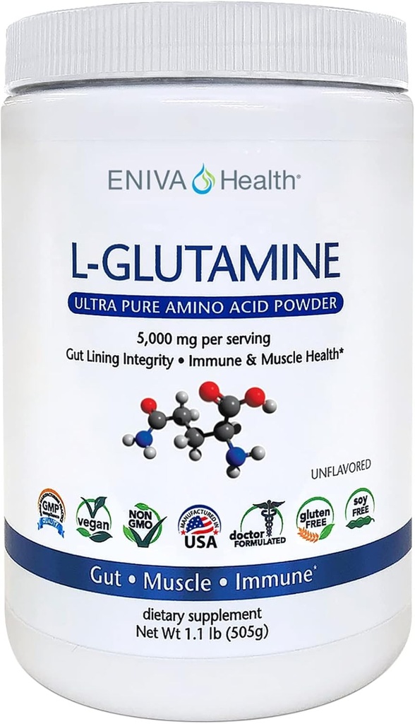 Eniva Health L- Glutamin Pure Powder, Unflavored (101 Servere)