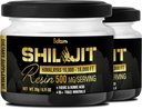 Shilajit Pure Himalayan Organic med Fulvic Acid, Humic Acid, og 85 + Trace Minerals - Støtte til energiproduktion, immunsystem & kognitiv sundhed - 2Packs 20g for 80 Servere