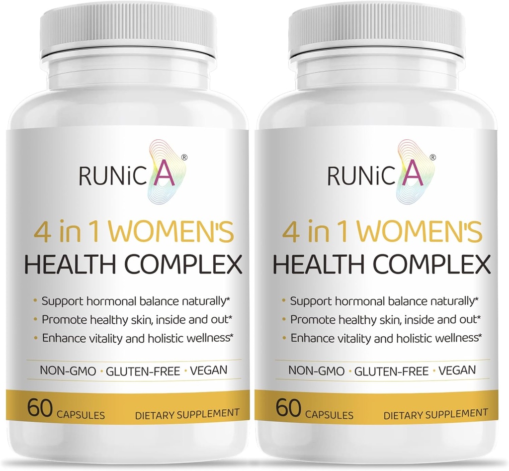 4-in-1 Kvindelige Hormonal Balance Support 124; Rosehip, Pueraria & Aften Primrose med Soy Isoflavones • 124; Menstruationscyklus, Menopause, Energiniveau & Sund Skin Support 120 Veganske Kapsler