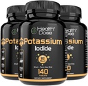 Health Dosis Kalium + Iodide (KI) Tablets - 130mg 140 Tablets - for Thyroidea Support, Cellular Metabolisme & Electrolyte Balance - Non-GMO, Gluten- Free, GMP Certified Pack of 3