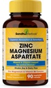 SANDHUHERBALS Zink Magnesium Aspartat Supplement 90 Kapsler er 124; med vitamin B6 & Zink124; Høj Absorption, søvn og immunforsvar er 124; til mænd og kvinder