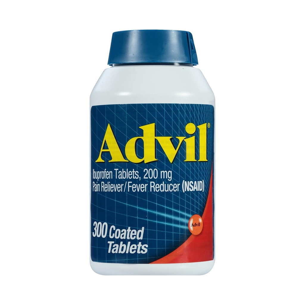 Advil Pain Reliever og Fever Reducer, smertestillende medicin med Ibuprofen 200 mg for hovedpine, rygsmerter, menstruation og fælles smertelindring - 300 overtrukne tabletter