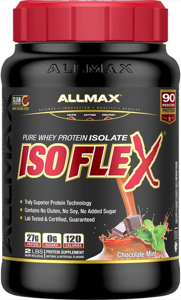 ALLMAX Nutrition - ISOFLEX Whey Protein Powder, Whey Protein Isolate, 27g Protein, Chocolate Mint, 2 Pund