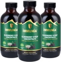 Immunia Elderberry Syrup hjælper med at styrke immunsystemet. Elderberry Koncentrat med Elderflower, Timian og Pebermynte. Ingen sukker tilsat. Lækker smag. 24 dage / flaske. (3 - Pack)