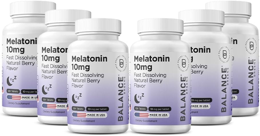 Balancebreens Melatonin 10mg Fast- Opløs, 120 tabletter - Natural Sleep Aid for Restful Nights, Drug- Free Support for Afslapning og Tranquility