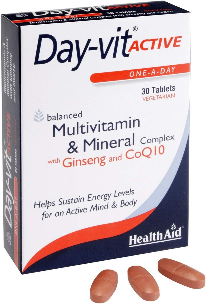 HealthAid Day- vit ACTIVE - 30 Vegetariske tabletter