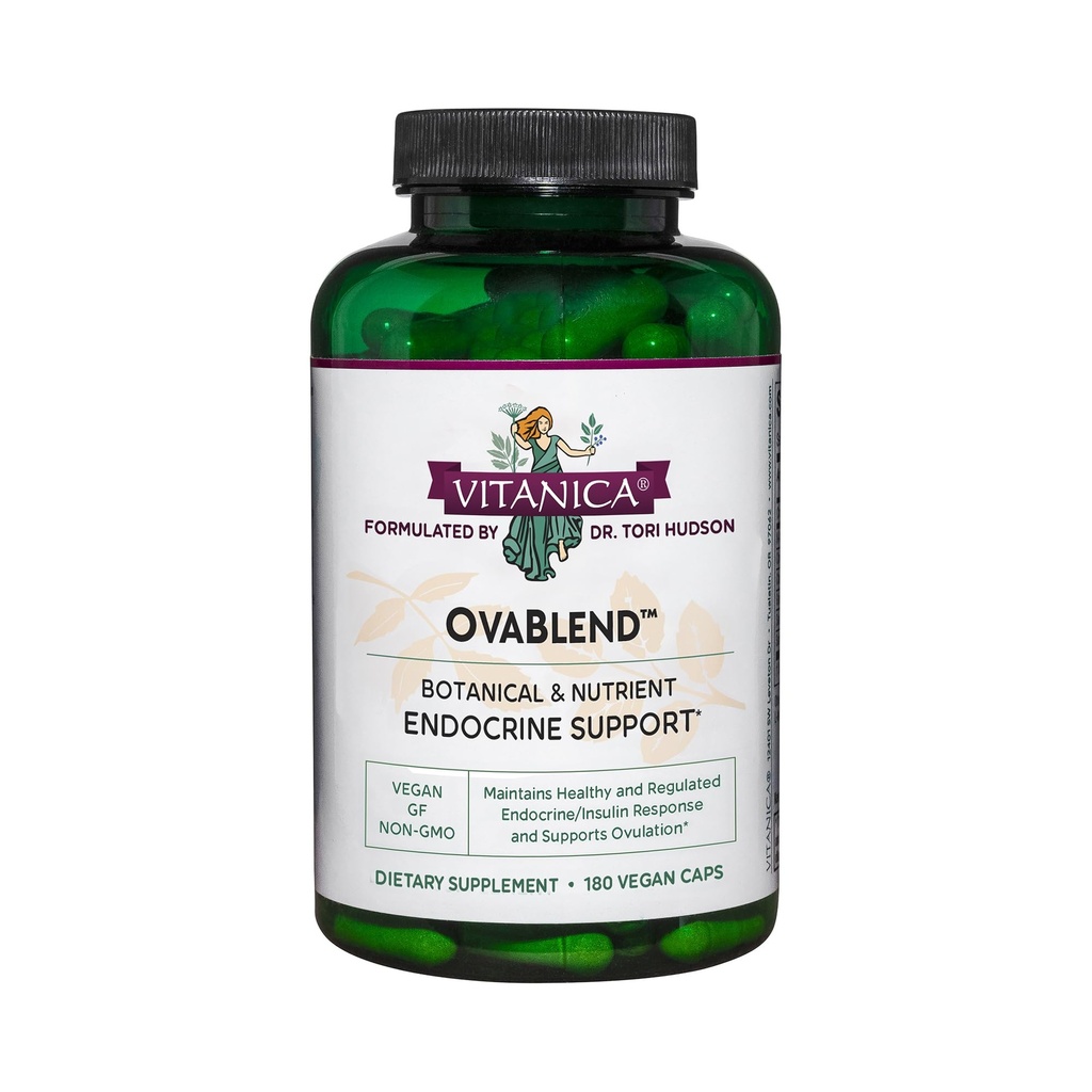 Vitanica OvaBlend - Ovarie Health & Hormone Balance for Women - Endokrine Support Supplement med Sarsaparilla Root & NAC - Herbal Kosttilskud til kvinder - Lady - 180 Vegan Caps