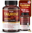 Taurin med Creatin, L- Arginin, L- Citrullin High Absorption med sort peber nitrogenoxid Booster, Muscle USA Made & Testet (150 Tæl (pakke med 1))