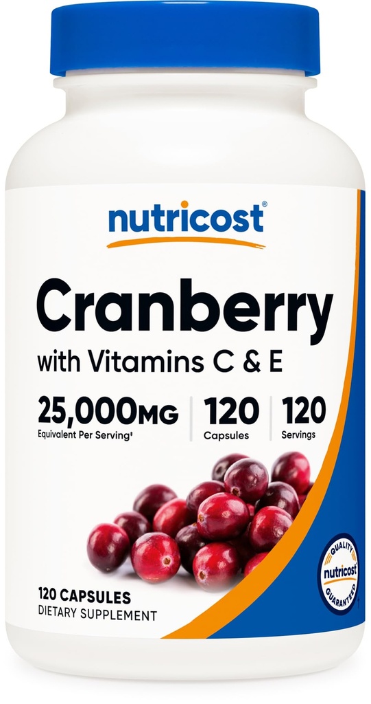 Nutricost Cranberry Extract (25.000mg) (120 kapsler) med C-vitamin & E-vitamin