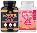 Angry Supplements Women 's Workout Bundle: Monster Girl N.O Nitrooxid Booster 60ct + Creatin Complex Tablets 90ct 2 Flasker i alt