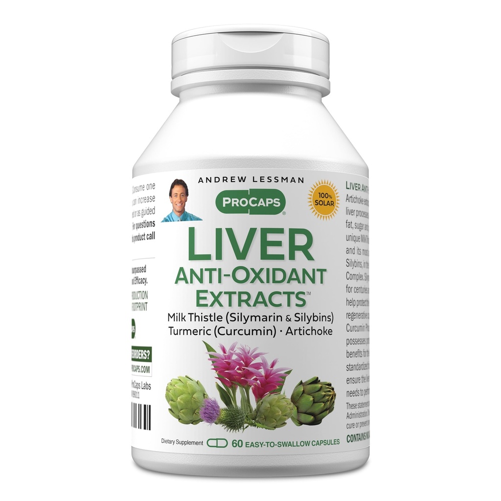 ANDREW LESSMAN Liver Anti-Oxidant Extracts 60 Capsules - Supports The Hard-Working Tissues of The Liver, Promotes Optimum Liver Health and Function. Milk Thistle, Turmeric and Artichoke Extracts