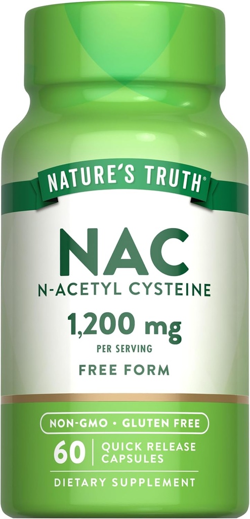 Nature 's Truth NAC Supplement: 124; 1200mg; 124; 60 Kapsler: 124; N Acetyl Cysteine: 124; Free Form Aminosyre: 124; Non- GMO og Gluten Free Supplement: