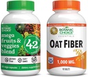 Botanic Choice Mega Fruits and Veggies Blend (60 kapsler) + Havre Fiber (90 tabletter) Bundle - Energy Balance & Superfood Supplement + fordøjelig sundhedsstøtte