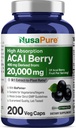 NusaPure Acai Berry 50: 1 Extract, 400 mg Ækvivalent med 20. 000 mg 200 Veg Caps Velegnet til Vegetarisk Vegan, Non- GMO Bioperine