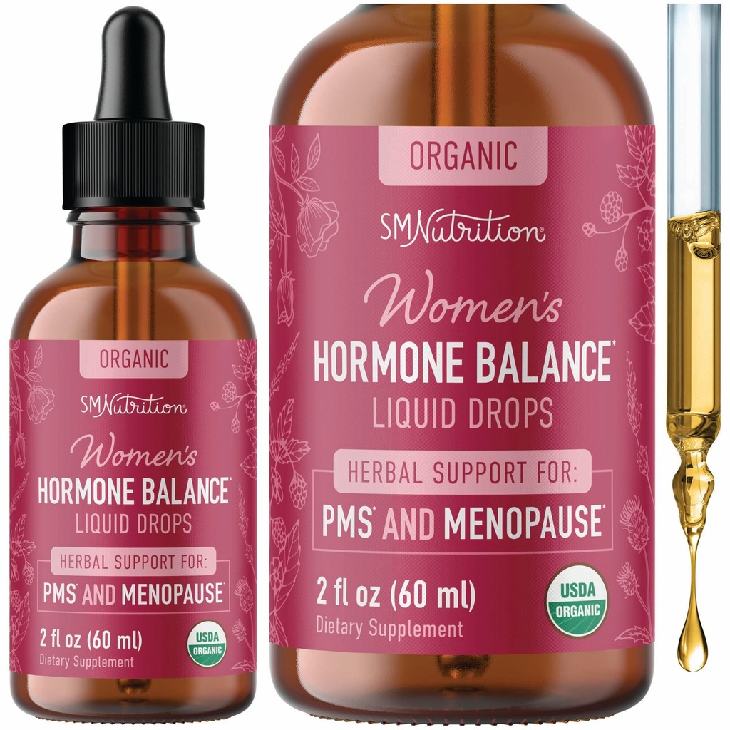 Hormone Balance Liquid Drops Mex124; med Black Cohosh, Stinging Nettle, Rød Hindbær Leaf, Chasteberry & Mere Mex124; Menopause, Hot Flash, & PMS Relief Menstruel Støtte Tinktur Mex124; Vegan Formel Mex124; 2oz