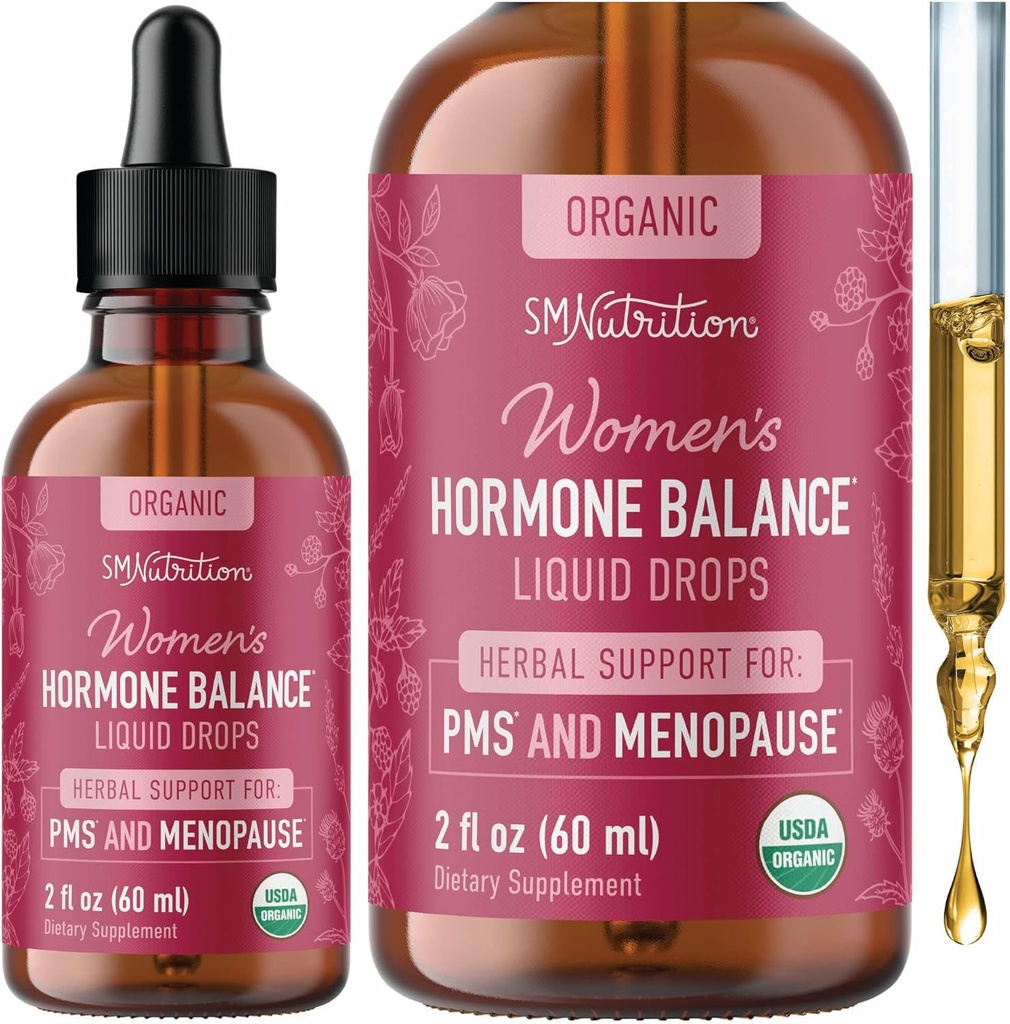 Hormone Balance Liquid Drops Mex124; med Black Cohosh, Stinging Nettle, Rød Hindbær Leaf, Chasteberry & Mere Mex124; Menopause, Hot Flash, & PMS Relief Menstruel Støtte Tinktur Mex124; Vegan Formel Mex124; 2oz