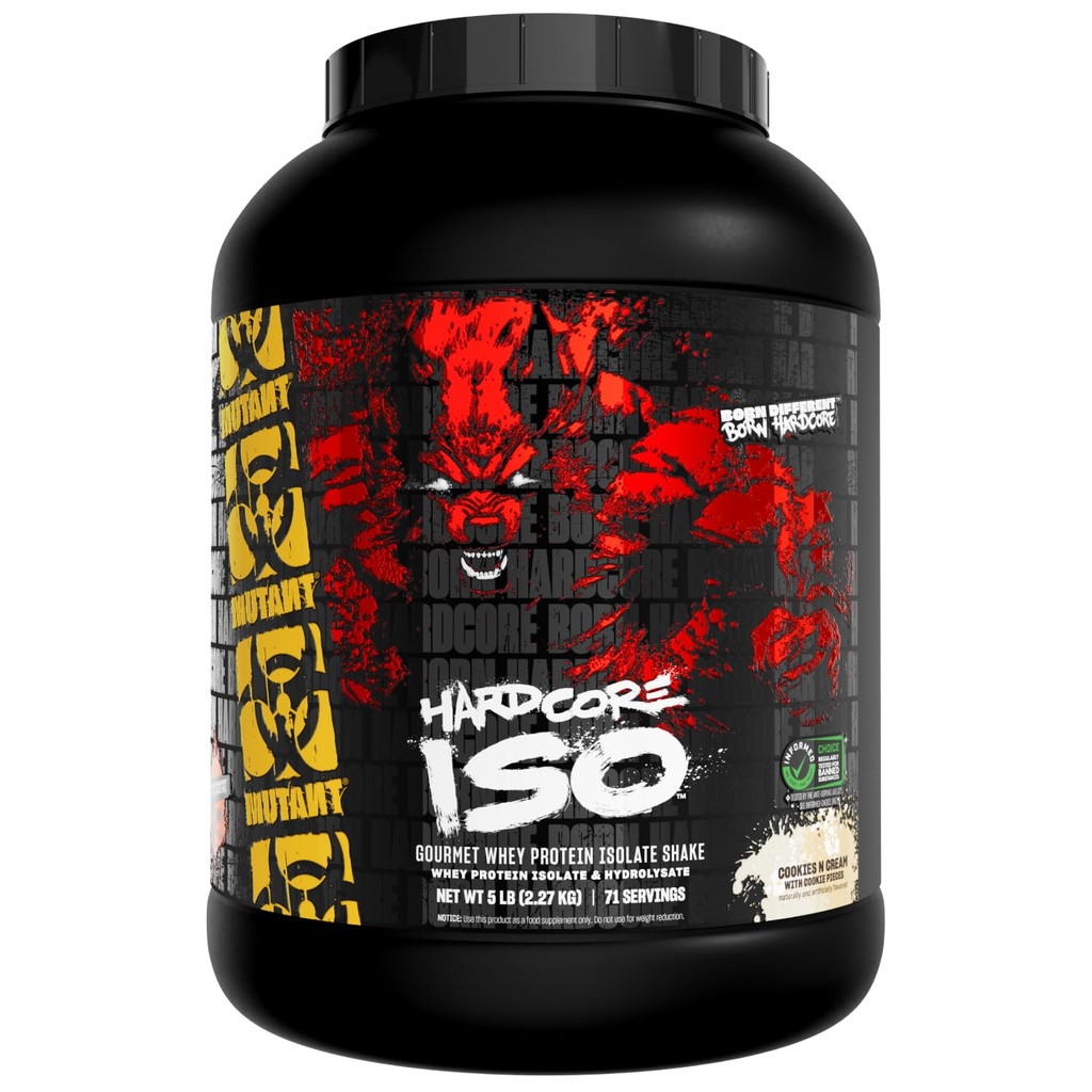 Mutant ISO Surge Whey Protein Isolate Powder Acts Hurtig at hjælpe med at gendanne, Build Muscle, Bulk og styrke, 5 LB - Cookies & Cream