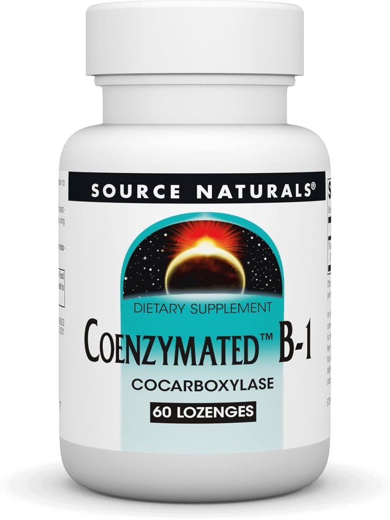 Source Naturals Coenzymated B-1 25mg Fast fungerende Thiamin Cocarboxylase Quick- Dissoltion - 60 Lozenges