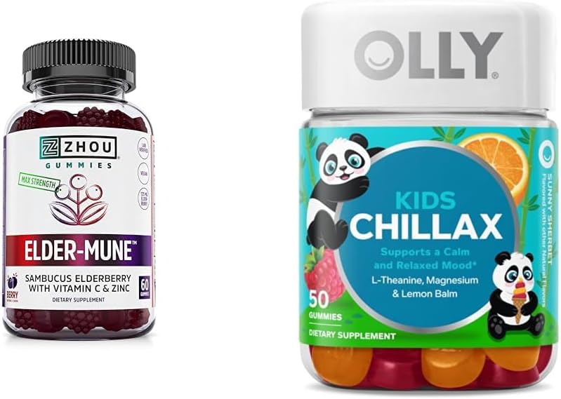 Zhou Nutrition Elderberry Gummies 60 Grev & OLLY Kids Magnesium Gummies 50 Grev Immun & rolig support