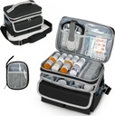 Medicine Storage Bag, Pill Bottle Organizer with Shoulder Strap, Travel Medicine Organizer Box, First Aid Kit with Portable Small Bag, Medication Bottle Organizer Empty Black