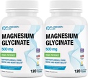 Magnesium Glycinate 500mg [høj potens] Veggie Caps, Chelated for Superior Absorption, Non- GMO, NO Gluten og Dairy, Understøtter Muskel, Joint, og Heart Health