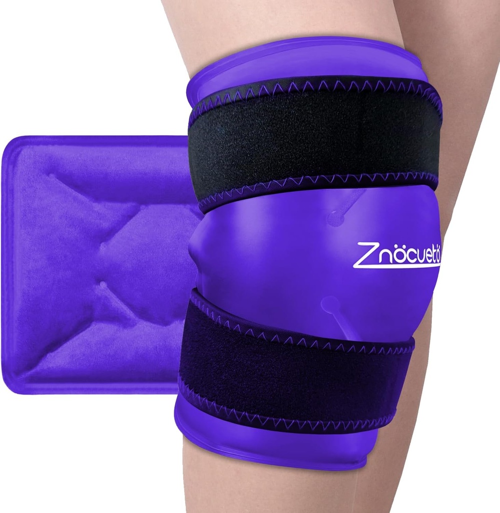 ZNÖCUETÖD Enhanced Knee Ice Pack Wrap for Pain Relief, Large Gel Ice Pack for Knee Leg Skader Genbruges med kold kompression for Tendonitis, Gigt, Hævelse, Bruises, Kirurgi Inddrivelse