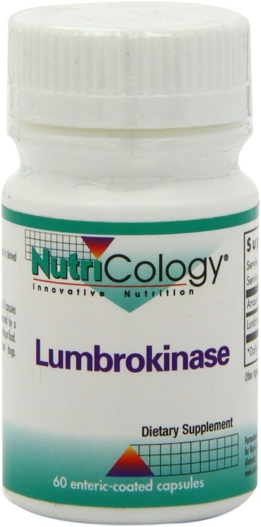 Nutricology Lumbrokinase Supplement - Circulatory System Support, Understøtter blodcirkulation allerede i det normale område - 60 forsinkede frigivelse Vegetariske kapsler