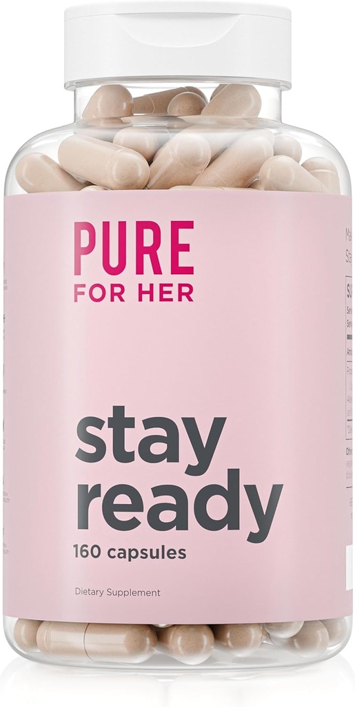 Pure for Her Vegan Stay Ready Fiber Supplement for Women | Bloat & Gas Relief, Supports Digestive Health, Regularity & Appetite Control | 160 Capsules
