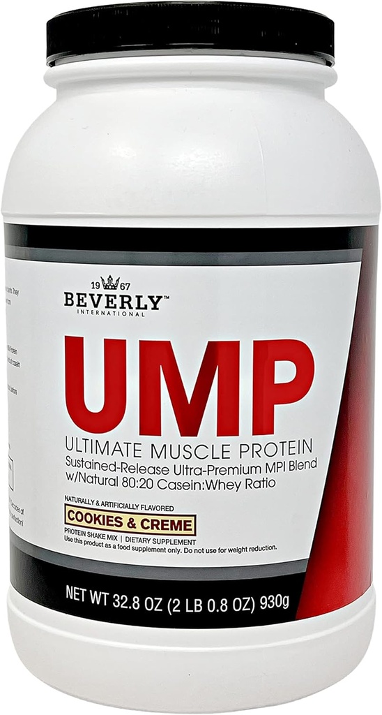 Beverly International UMP Protein Powder, Cookies & Cream. Unique Whey- Casein Ratio Builds Lean Muscle. Nem at finde. Ingen bloat. (32.8 oz) 2lb .8 oz