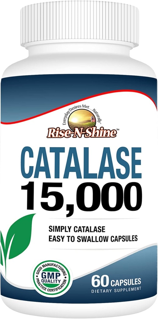 Rise- N- Shine Catalase Supplement 15.000 -Kraftfuld Antioxidant Enzyme til hårsundhed, Stærk hårstøtte og mere - 60 greve (60- Day Supply)