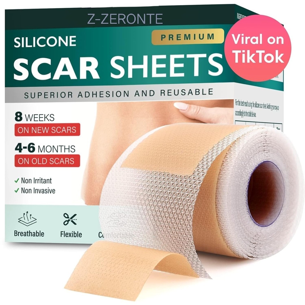 Silicone Scar Sheets, Silicone Scar Tape (1,6 "x 120" Roll-3M), Genanvendelige og effektive Scar Removal Sheets, Silicone Scar Removal Sheets for Kirurgiske Scars, Healing Keloid, C- sektion, Tummy Tuck