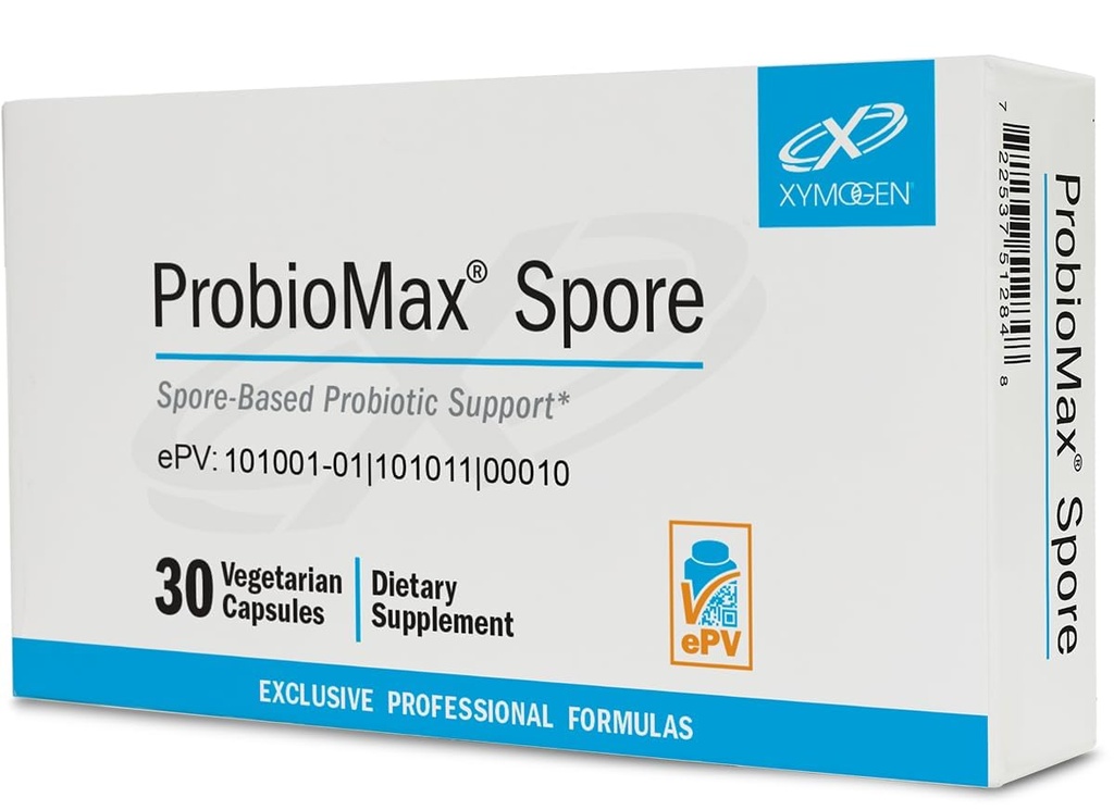 XYMOGEN ProbioMax Spore - Digestive & Regularity Support - with Bacillus Subtilis & Bacillus Clausii - Acid-Resistant - Vegetarian, Non-GMO & Gluten-Free - 30 Capsules
