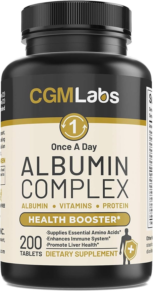 En gang om dagen Albumin Complex - Egg White Albumin, Whey Protein, Royal Jelly, Essential Aminosyrer - 200Tablets