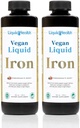 LIQUIDSUNDHED Vegansk flydende jern supplement med SunActive & Ferrochel Fe - Natural Energy, immunsystem & Metabolic Support, Øge mental Klarhed, Prenatal / Postnatal - USA Made, Non- GMO (2 Pack)