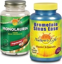 Nature 's Life Monolaurin & Bromelain Sinus Ease Bundle Name 124; Sund immunfunktion & Respiratorisk Support