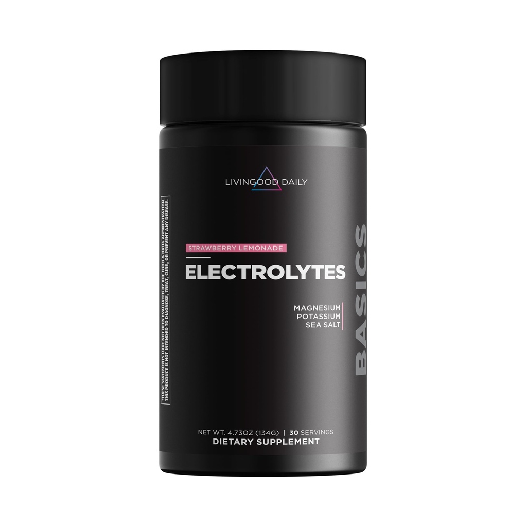 Livingood Daily Electrolytes Powder, Electrolytes Hydration Drink Mix med C-vitamin, Magnesium, Taurine & Sea Salt, Electrolyte Supplement for Energy & Hydration, Keto, Strawberry Lemonade, 30 Srvgs