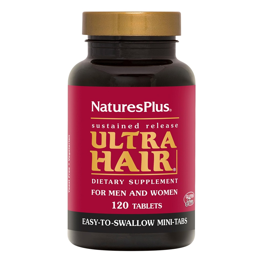 Nature Plus Ultra Hår, Vedvarende udgivelse - 120 Let at synke Mini tabletter - Naturlig hårvækst for mænd og kvinder tillæg - Længere, Tykkere Hår - Vegetarisk, Gluten- Gratis - 30 Servere